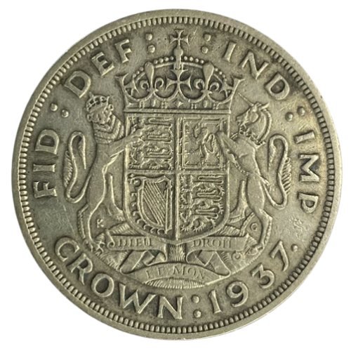 1937 United Kingdom 1 Crown Coin VG NZ Collect