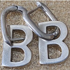 B Initial Sterling Silver Earrings