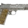 45 CALIBER PISTOL HANDGUN Gilded 2 Oz Silver Coin - Image 2