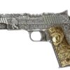 45 CALIBER PISTOL HANDGUN Gilded 2 Oz Silver Coin - Image 3
