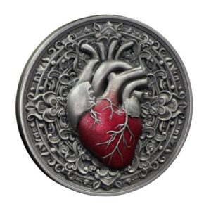 COR HEART 3 OZ SILVER ANTIQUE FINISH COIN