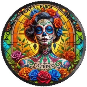 DIA DE LOS MUERTOS Stained Glass 1 Oz Silver Coin