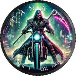 2024 Grim Reaper Cyberpunk 1 Oz Colorzied Silver