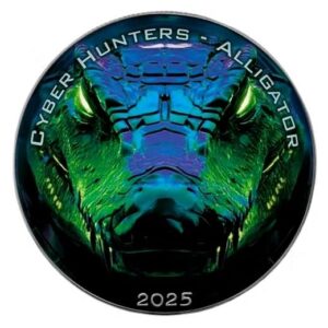 Cyber Hunter series - Alligator 1 Oz Colorized Silver
