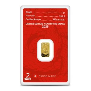 2025 Argor Heraeus Lunar Year of the Snake 1g Gold Bar