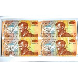 1992 New Zealand $5 Uncut Pair of 4 in Presentation Pack