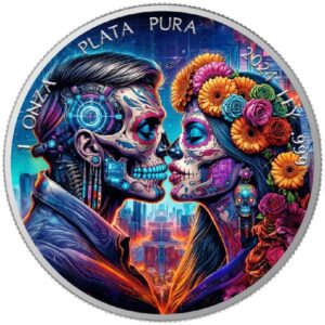 Dia De Los Muertos Cyberpunk Colorized 1 Oz Silver Coin