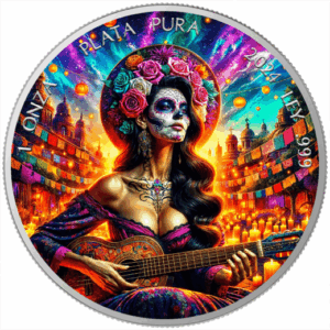 Dia De Los Muertos Cyberpunk Colorized 1 Oz Silver Coin