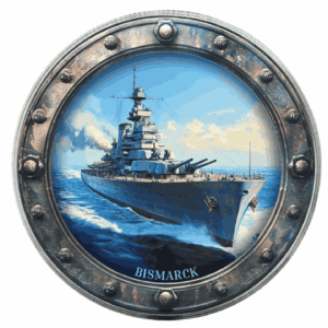 Famous Ship Bismarck 1 Oz Colorized Silver Coin