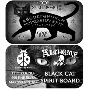 Black Cat Spirit Board By Alchemy England 1 Oz Silver Bar