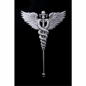 2.5 Oz Winged Staff Antique Silver Medal