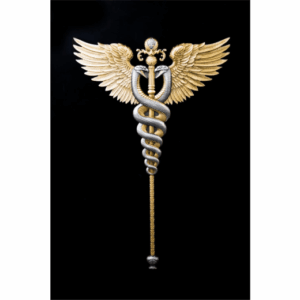 2.5 Oz Winged Staff Gold Gilded Silver Medal