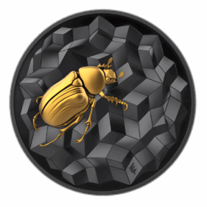 The Scarabeo 2 Oz Dark Ruthenium Gilded Silver Coin