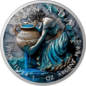 The Stone Zodiac Aquarius 1 Oz Colorized Silver Coin