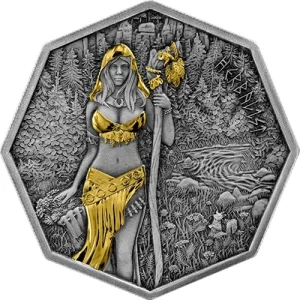 Witchcraft Herbalist Ritual 1 Oz Silver Antique Gilded Coin