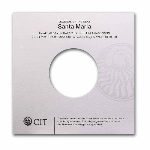 Legends of Seas Santa Maria 1 Oz Silver Proof Coin - Image 7