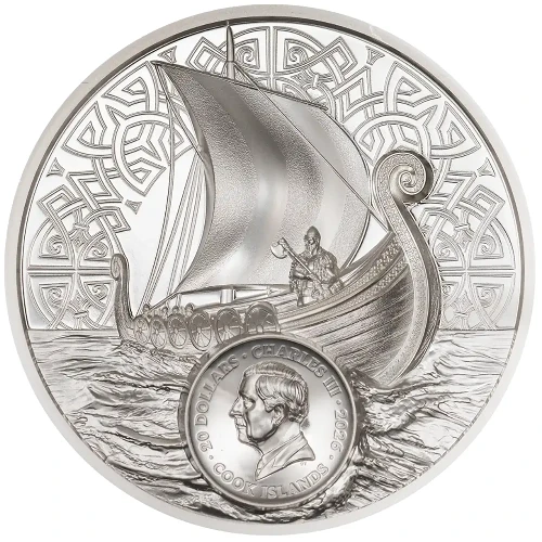 Legends Savage Vikings High Relief 3 Oz Silver Coin - Image 2