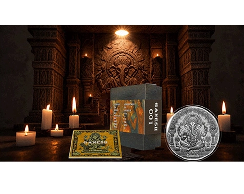 Ganesha Antiqued 3 Oz UHR Silver Coin - Image 3