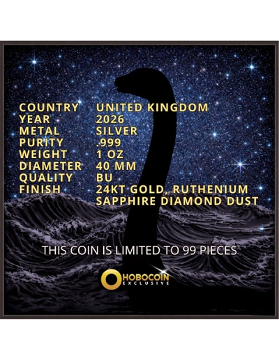 Loch Ness Monster Diamond Dust 1 Oz Silver Coin - Image 6