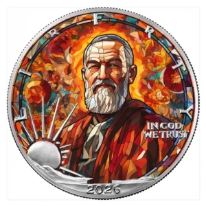 Saint Father Pio of Pietralcina Holy Stained Glass 1 Oz Silver Coin