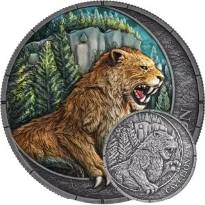 Megafauna Cave Lion Oblivion 1 Oz Silver Coin