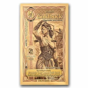 1/4 Idaho Goldback Aurum Gold Foil Note
