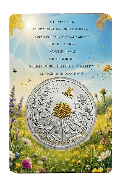 Bee Yourself 2026 Silver and Gold Plated Copper 1 Oz Medal - Image 4