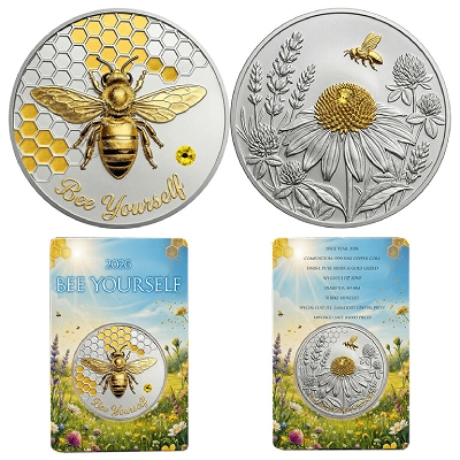 Bee Yourself 2026 Silver and Gold Plated Copper 1 Oz Medal