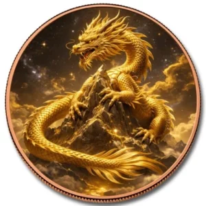 5 Oz Golden Dragon Colorized Copper Medal