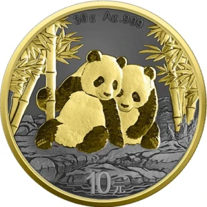Chinese Panda Golden Ring 30g Silver Coin