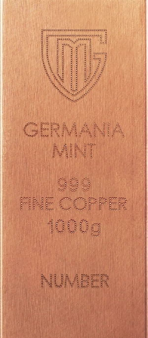 Germania Mint 1 KG Copper Raw Bar
