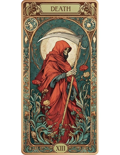 DEATH XIII Tarot Card 10 Oz Colorized Copper Bar