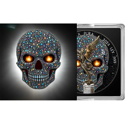 DIAMOND LIBERTAD SKULL 1 Oz Silver Coin Mexico 2024 - Image 3