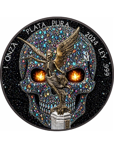 DIAMOND LIBERTAD SKULL 1 Oz Silver Coin Mexico 2024