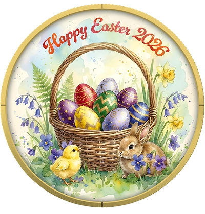 Easter Gilded 1 Oz Colorized Silver Coin