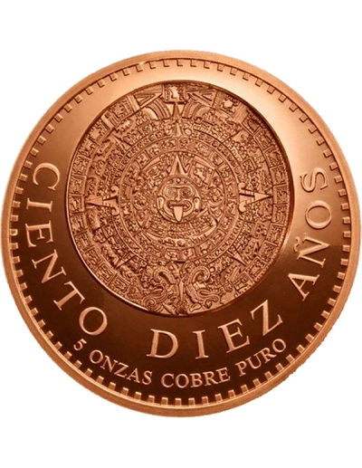 110 Year Anniversary Mexican 20 Pesos 5 Oz Copper Medal - Image 2