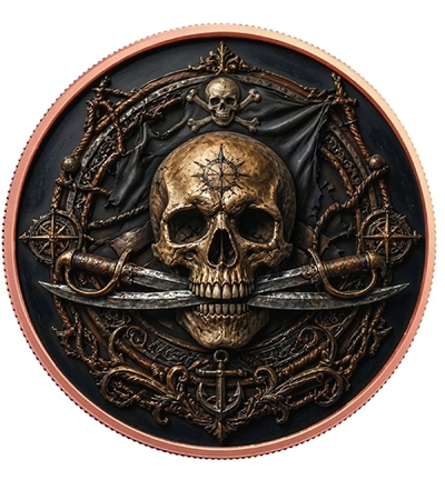 PIRATE 1 Oz Colorized Round Copper Coin - Image 2