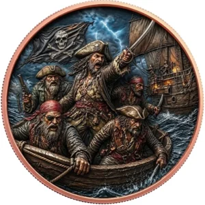 PIRATE 1 Oz Colorized Round Copper Coin