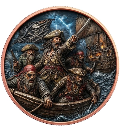 PIRATE 1 Oz Colorized Round Copper Coin