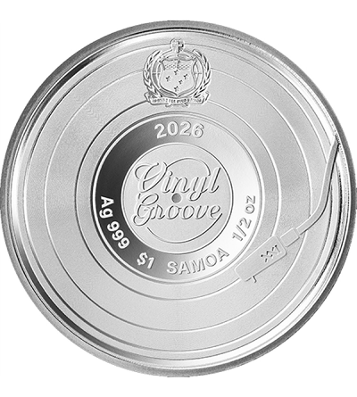 ROCK N' ROLL Vinyl Groove 1/2 Oz Colorized Silver Coin - Image 2