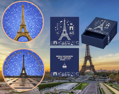 Eiffel Tower Diamond Dust 1 Oz Copper Medal - Image 3