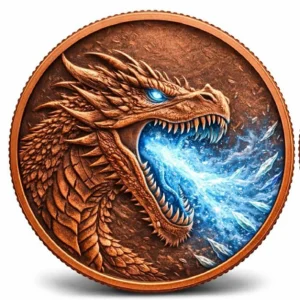Ice Dragon 1 Oz Colorized Copper Round Medal