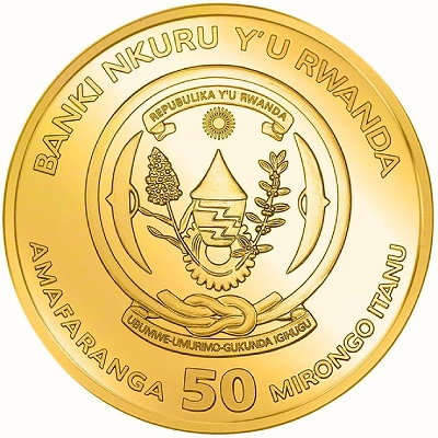 Rwanda Year of the Horse Gold Gilded 1 Oz Silver Coin - Image 2
