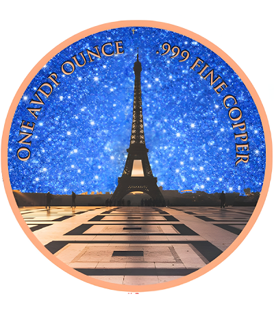Eiffel Tower Diamond Dust 1 Oz Copper Medal - Image 2
