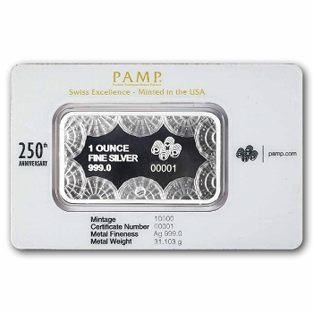 PAMP 250th Anniversary of USA 1 Oz Silver Bar - Image 2