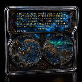 2 x 1 oz 2025 Germania Gullinbursti Colorized in Dual Slab Display - Image 3