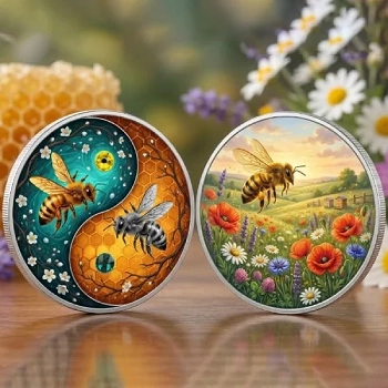 Ultimate Honey bees 1 Oz Bi-Metal Copper Medal With Crystal Insert - Image 3