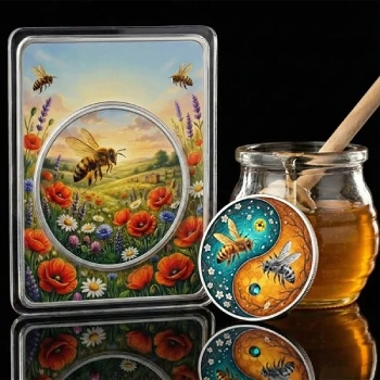 Ultimate Honey bees 1 Oz Bi-Metal Copper Medal With Crystal Insert - Image 4
