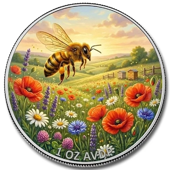 Ultimate Honey bees 1 Oz Bi-Metal Copper Medal With Crystal Insert - Image 2
