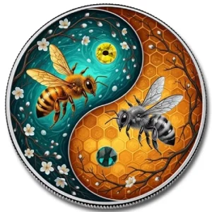 Ultimate Honey bees 1 Oz Bi-Metal Copper Medal With Crystal Insert